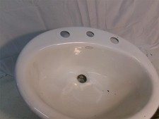 KOHLER -K2003 CAST IRON DROP IN SINK W/ OVERFLOW 3 HOLE WIDE SPREAD 8"