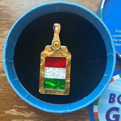 EUC Erstwilder Che Bello! Italian Flag Luggage Tag Brooch Bonus Gift