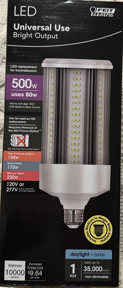 Feit Electric Corn Cob HID Utility LED Light Bulb Daylight E26 500W - Image 2 of 2