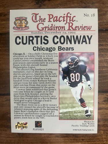 1996 Pacific Gridiron #19 Jim Flanigan & #18 Curtis Conway Chicago Bears EX/NM - Picture 5 of 5