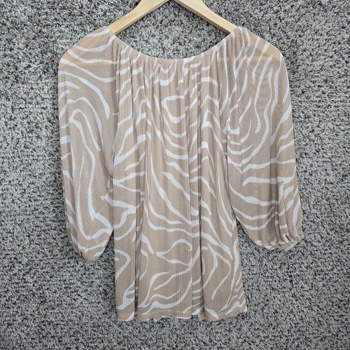 W5 Anthropologie Top Womens Small Beige Scoop Neck Blouse Casual Ladies - 第 7/7 張圖片