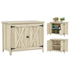 Outsunny Wood Outdoor Storage Cabinet Potting Shed with Shelf, Natural
