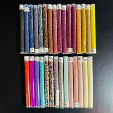 Glass Seed Bead Lot 30 Tubes - Iridescent Neutral Mix Different Sizes NOS