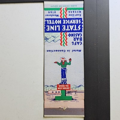 State Line Service Hotel Wendover Utah Vintage 1960s Giant Cowboy Matchbook
