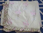 Simply Shabby Chic Ruffled Green Pink Bramble Rose Bouquet King Duvet Cover