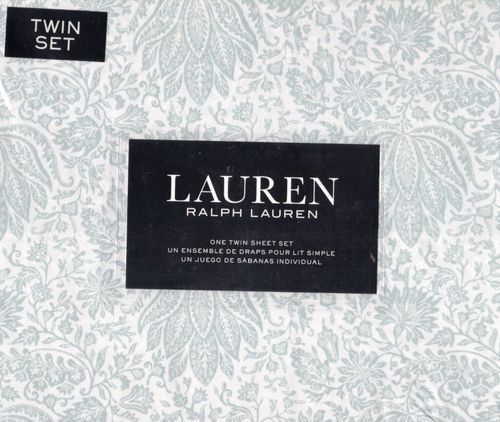 Ralph Lauren Twin Sheet Set Water Lily Floral Seafoam Green 3pc Cottage Chic - Picture 1 of 4