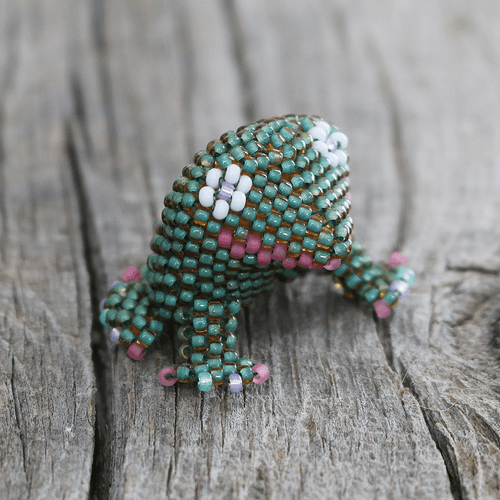 NATIVE AMERICAN ZUNI BEADED FROG BY FARLAN & ALESIA QUETAWKI - Imagen 6 de 7