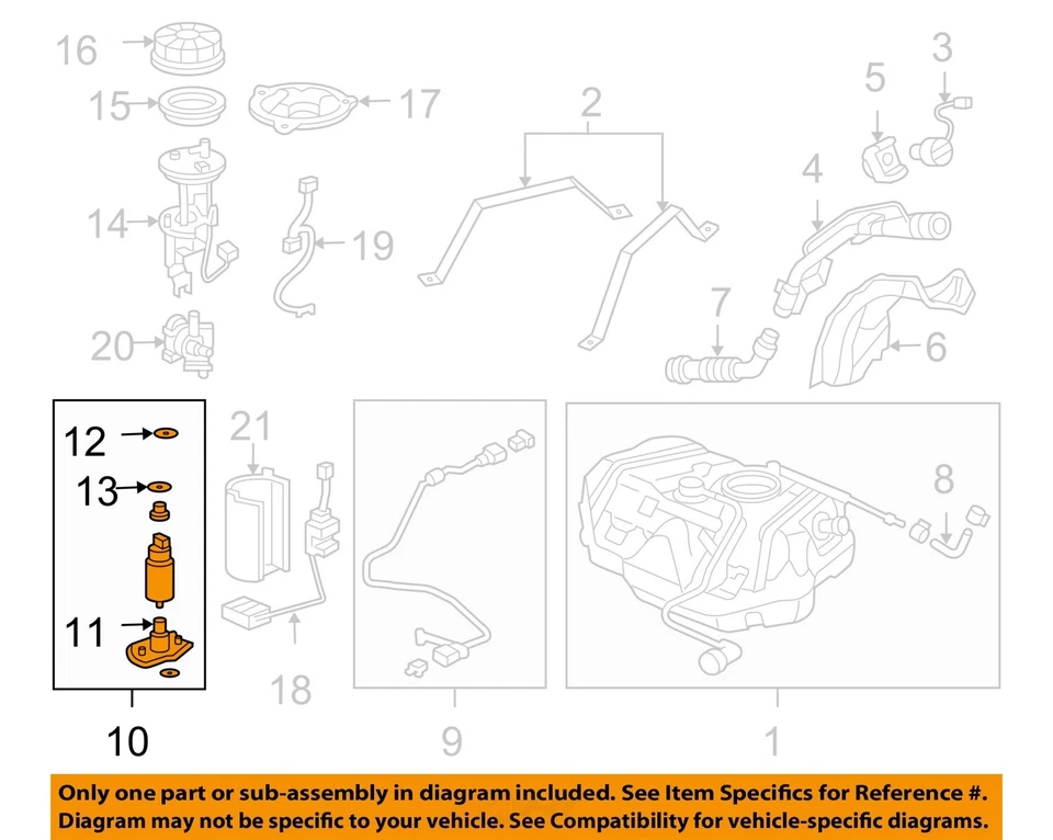 Used Fuel Pump fits: 2006 Honda Accord Pump Assembly 2.4 Grade A Foto 3 de 4
