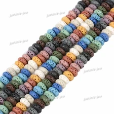 6 to 8mm Dyed Multicolor Lava Rondelle Spacer Loose Beads 16"