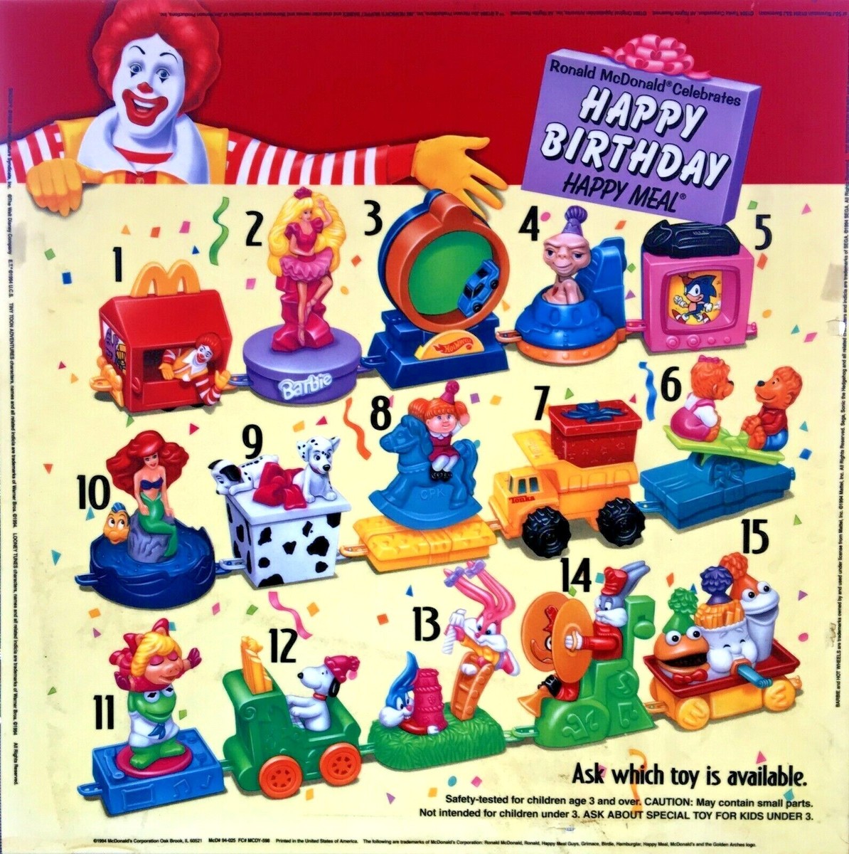 mcdonald ミールトイ ハッピーバースデートレイン McDonald's 1994 Happy Birthday Train MIP/Loose YOUR CHOICE-U