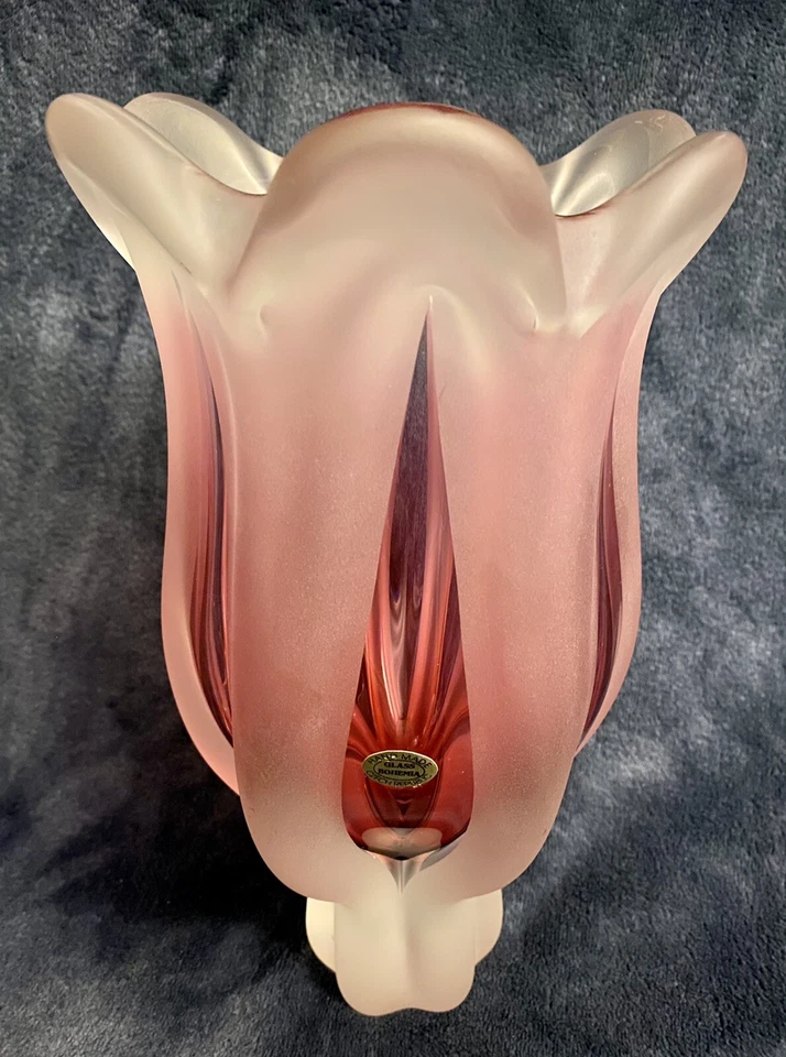 "Florero de colección MCM Josef Hospodka bohemio checo Sklo Union Chribska cristalería 10,5"" H" Foto 2 de 4