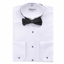 BERLIONI ITALY MEN'S TUXEDO BOWTIE WINGTIP COLLAR DRESS SHIRT WHITE ALL SIZES