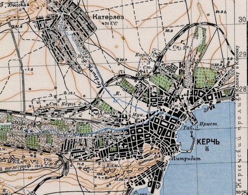 1933 mapa de Kerch Crimea Ucrania - Imagen 2 de 3