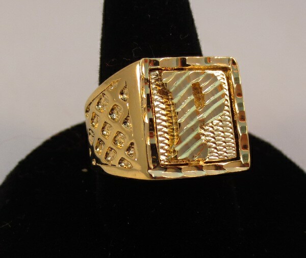 MENS 14KT GOLD EP BLING LETTER P INITIAL HIP HOP RING - SIZE 11 | eBay