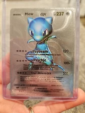 Mew GX Silver Foil Fan Art Vinyl Collector Pokemon Card 18/20
