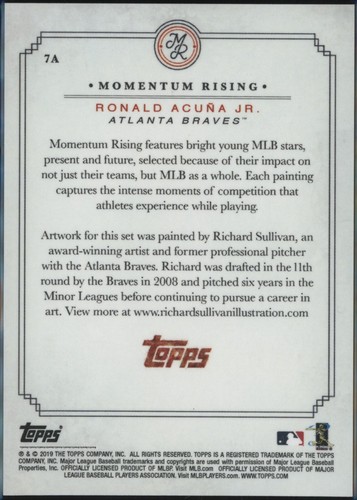 Ronald Acuna Jr 2019 Topps Momentum Rising Green Parallel 33/40 - Picture 2 of 2