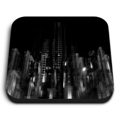 Quadratische MDF Magnete - BW - 3D Digital Concept City Gebäude #42395
