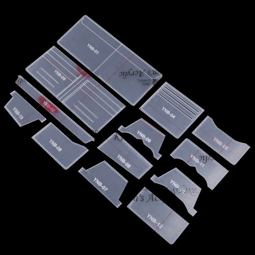 Leather Craft Tool Set 13pieces Acrylic Wallet Pattern Stencil Set Gift - Picture 4 of 8