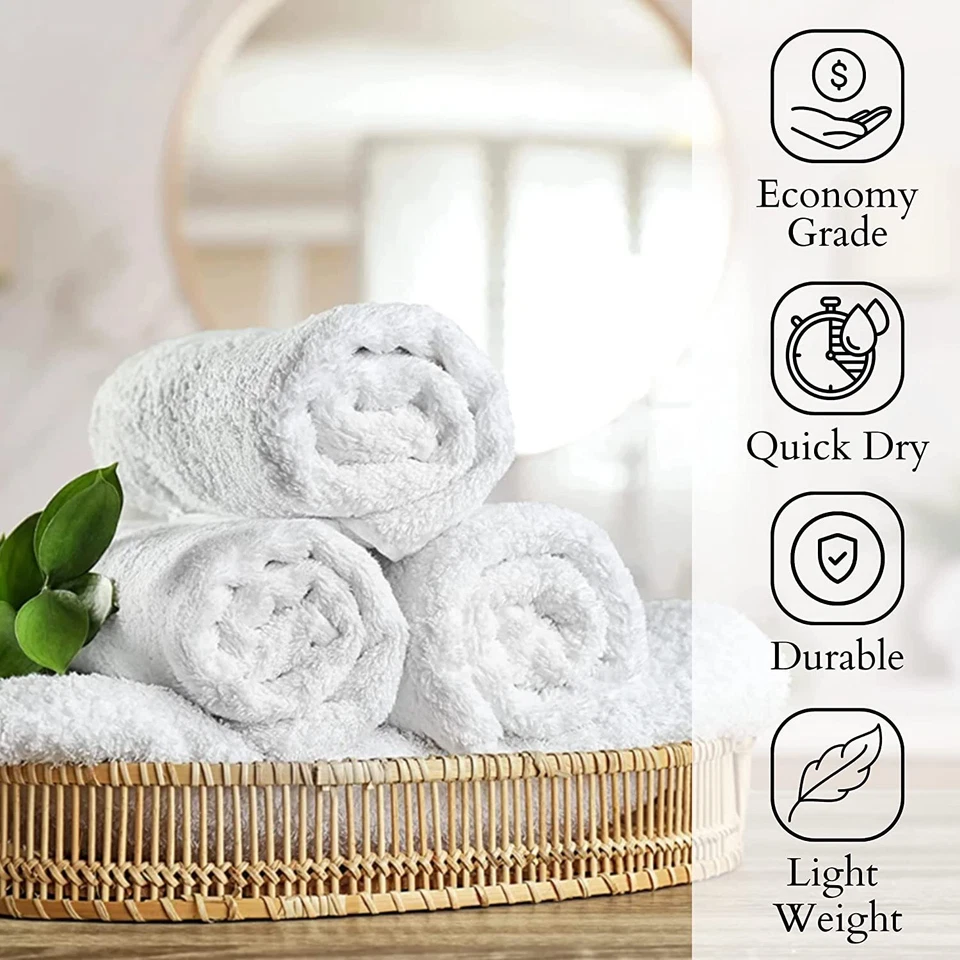 Economy Towels 15x25 Machine Washable Double-Stitched Hems Soft & Durable Towel - Image 2 of 4