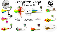 TUNGSTEN 20 Pack UV Glow 4mm Ice Fishing Jig Lure 1.4g #10 FREE Jig Box Crappie