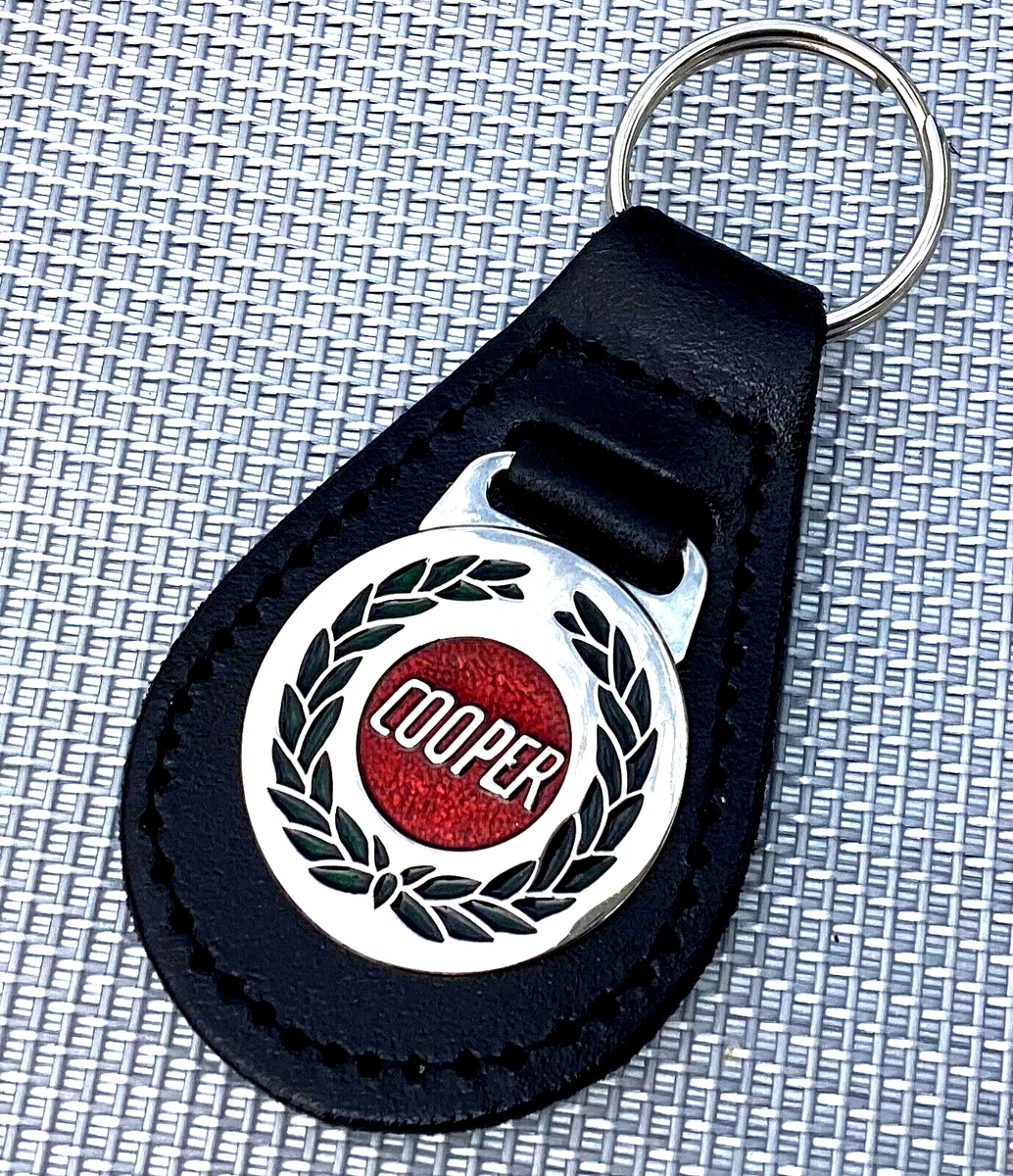 MINI COOPER BLACK LEATHER KEYRING KEY CHAIN