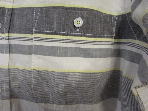 ** Stunning FREE PLANET Men's Long Sleeve Grey/Yellow Stripe Shirt UK Size Small - Picture 3 of 4