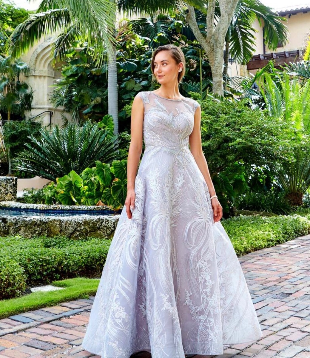 Ivonne D 122D61 - Embroidered Tulle Evening Gown Msrp $1300 authentic | eBay