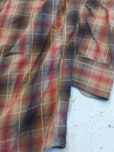 Burberry London Shirt Mens L Red Button Long Sleeve Check Plaid Red Tan Brown - Picture 15 of 16