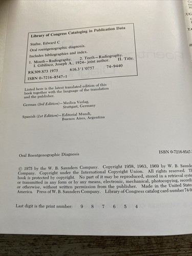 Oral Roentgenographic Diagnosis 4th Edition (Hardcover, 1975) Vintage Textbook - Bild 5 von 10