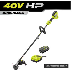 Ryobi 40V HP 16 in Carbon Fiber String Trimmer Brushless 4 Ah Battery + Charger