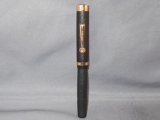 Wahl Vintage Black Chased Hard Rubber Fountain Pen--Buffalo Head on top of cap