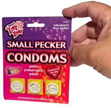 3 SMALL PECKER CONDOMS Tiny Latex Rubber Funny Adult Gag Gift Joke Prank Mini XS