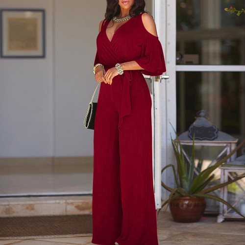 Women Dressy Elegant Party Summer Casual Lounge Wide Leg Work Rompers Overalls - Picture 6 of 32