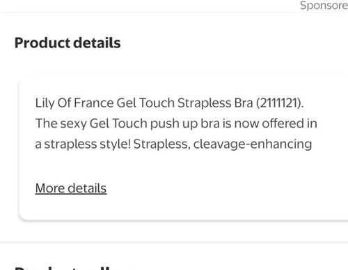 Women's Push Up Bra Lily of France Gel Touch Strapless With Lace Accent 36B - Picture 4 of 20