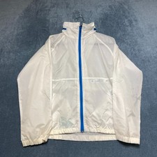 Cabin Creek Windbreaker Jacket Boys Large White Raglan Sleeve Full Zip Mock Neck