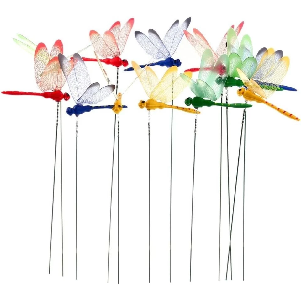 20X 3D Dragonfly Garden Stakes Ornaments for Outdoor Yard Flower Pot Decor 20PCS - Image 3 of 4