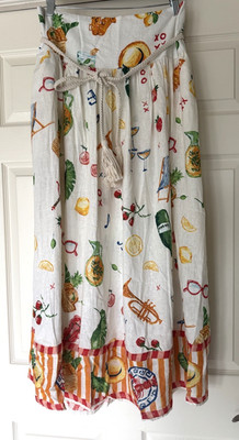 Calypso St. Barth Beach French Picnic Lobster Linen Blend Maxi Skirt Size L NWT