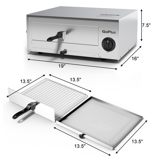 Goplus cocina casera horno de pizza acero inoxidable mostrador sartén para hornear comercial - Imagen 2 de 11
