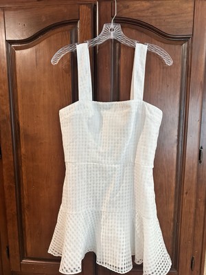 Amanda Uprichard Annalise Mini Dress in Gingham Organza - White - MEDIUM Size