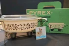 Vintage Pyrex Golden Casserole 2.5 Qt 945-CW-2 with Stand And Box *Flaw* AM&A's