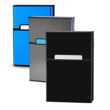 Cigarette Case Aluminum Magnetic Switch 20 Capacity 3 85mm, Gray blue Black