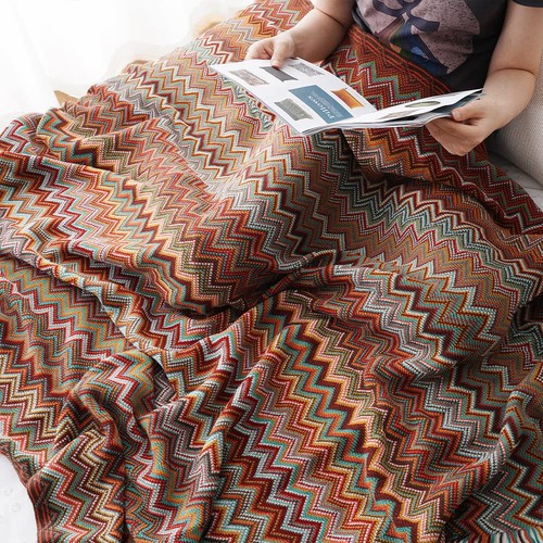 Boho Throw Blanket ,Rust Red Throw Blankets for Couch Bed Sofa ,Knitted Tasse... - Picture 5 of 7
