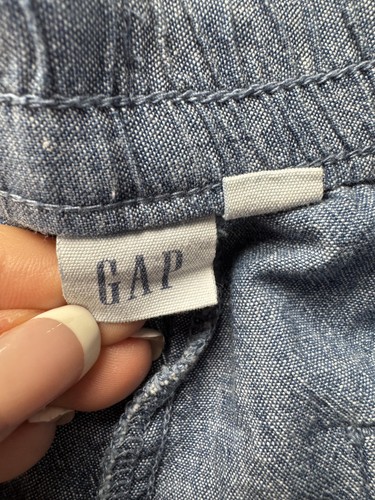 GAP Shorts Womens XS Blue Chambray Linen Blend Elastic Waist Drawstring Casual - Picture 7 of 10