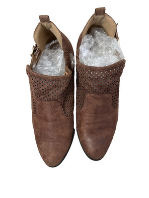 QUPID BROWN FAUX SUEDE PULL ON SHOES 10 M