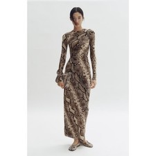 Stella McCartney x H&M Snakeskin Print Ruched Mesh Maxi Dress | Size Large