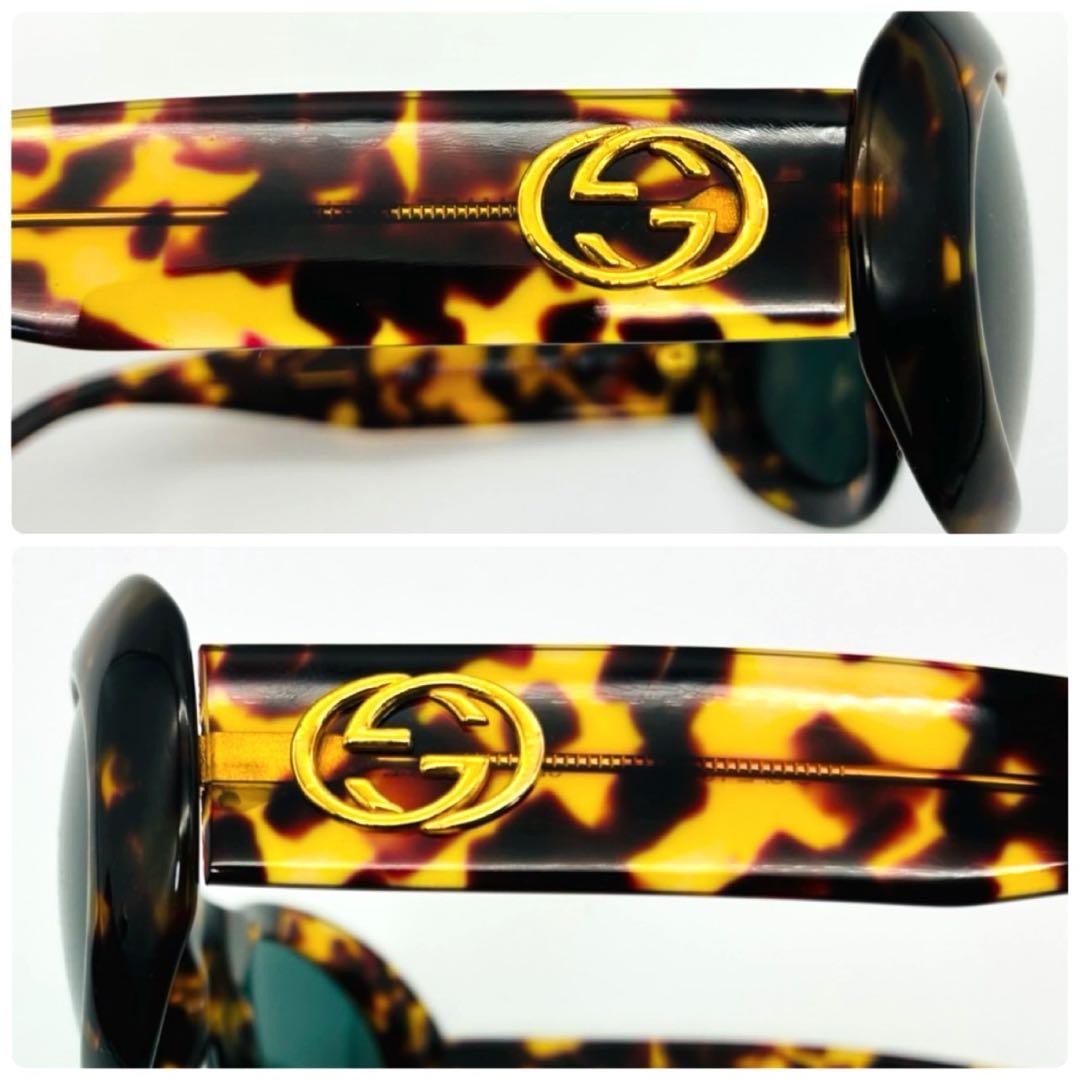 Gucci Tortoiseshell Interlocking GG Logo Oval Sun… - image 4
