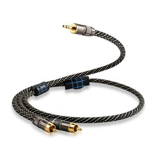 3.28ft Audiophile HiFi RCA Cables 4N OFC Core Gold-Plated Plug Nylon Braid for