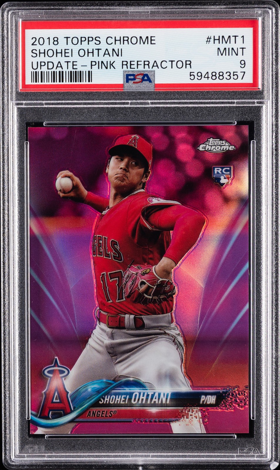 2018 TOPPS CHROME UPDATE PINK REFRACTOR #HMT1 SHOHEI OHTANI ROOKIE RC PSA 9