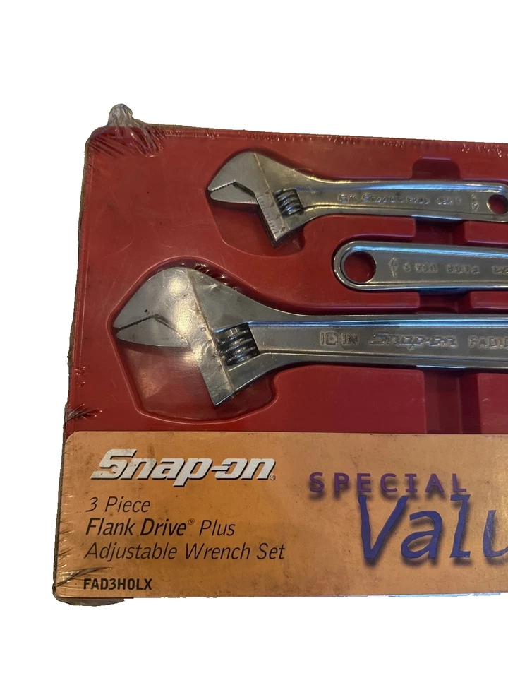Nos Snap-on™ 3-Piece 6" 8" 10" Flank Drive Plus Adjustable Wrenches Set USA-Made - Image 2 of 4