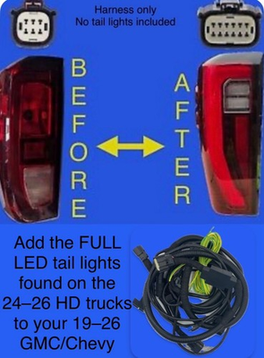 #ad 2019 26 GMC 1500 3500 Truck Tail Light Harness Adapter To New 24 26 FULL LED $299.99